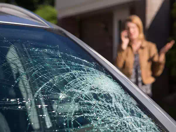 Sequenza 3 operatori sostituiscono il parabrezza di un’auto a Varese.